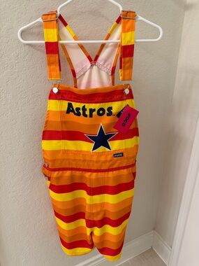 FOCO Houston Astros Women’s Throwback Thematic Bib Shortalls